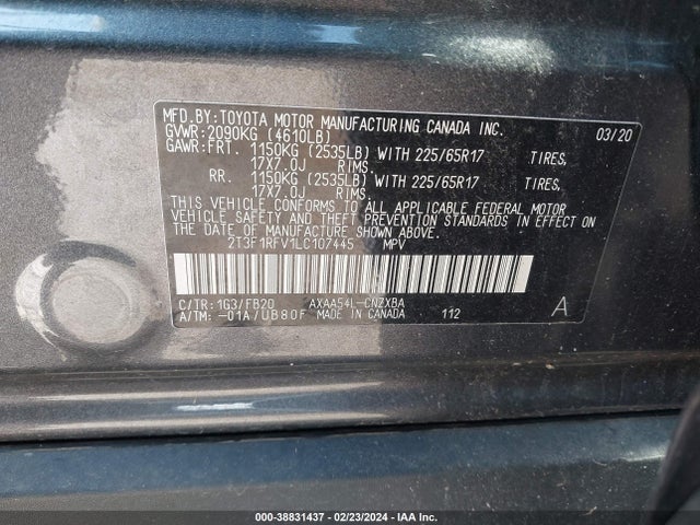 Toyota RAV4 LE 2020 2T3F1RFV1LC107445 Image 9