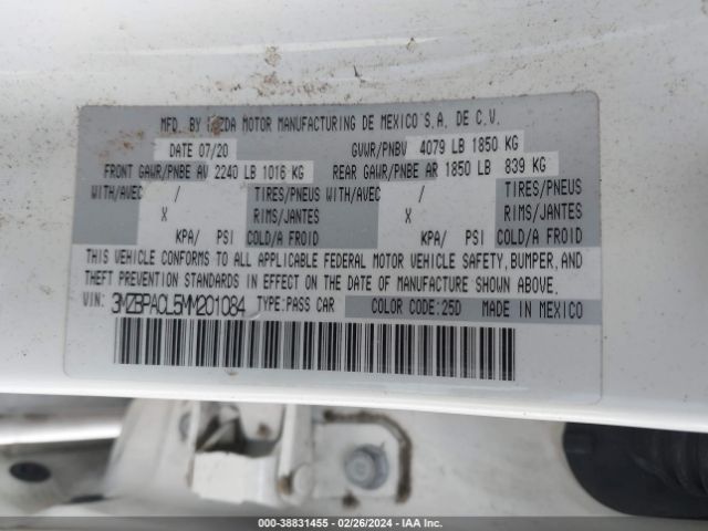 3MZBPACL5MM201084 Mazda Mazda3 Preferred