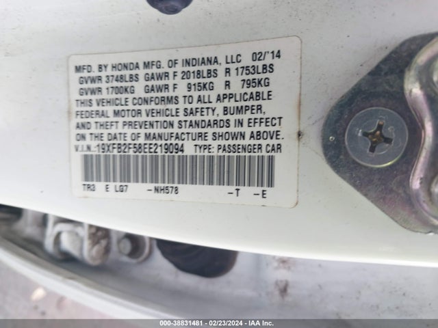 Honda Civic Lx 2014 19XFB2F58EE219094 Image 9