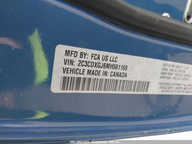 2C3CDXGJ6MH561169 Dodge Charger Scat Pack Rwd