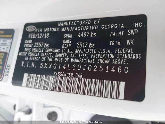KIA Optima Lx 2018 5XXGT4L30JG251460 Image 9