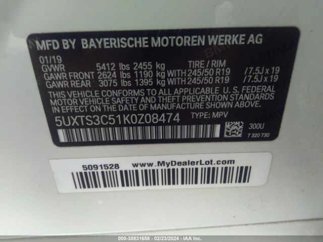 5UXTS3C51K0Z08474 BMW X3 M40i