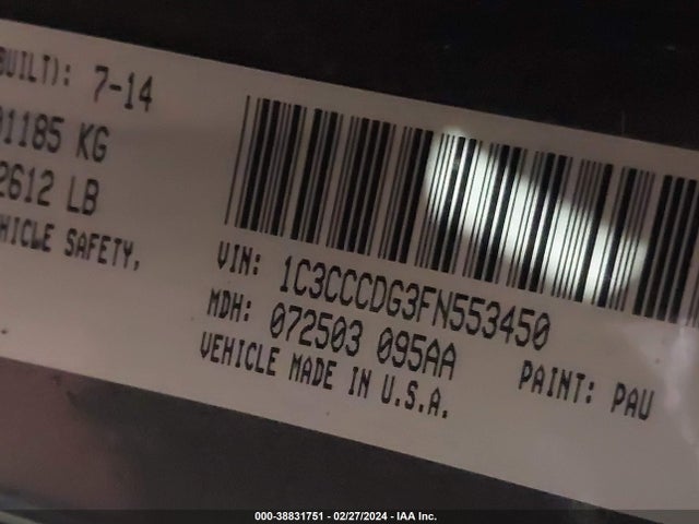 1C3CCCDG3FN553450 Chrysler 200 S