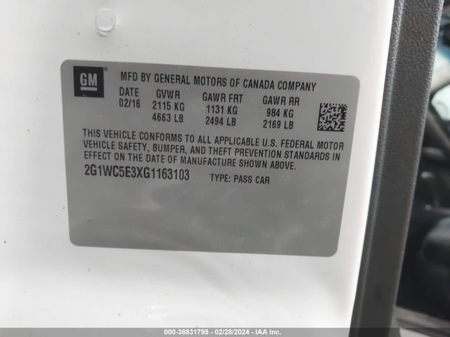 Chevrolet Impala Limited Ltz 2016 2G1WC5E3XG1163103 Image 9