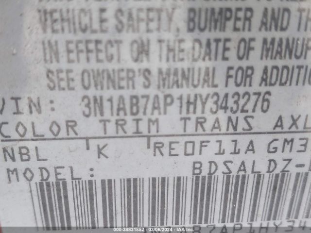 3N1AB7AP1HY343276 Nissan SENTRA SV