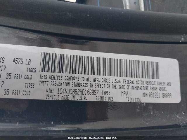 Jeep Compass Sport 4x4 2017 1C4NJDBB2HD106897 Image 9