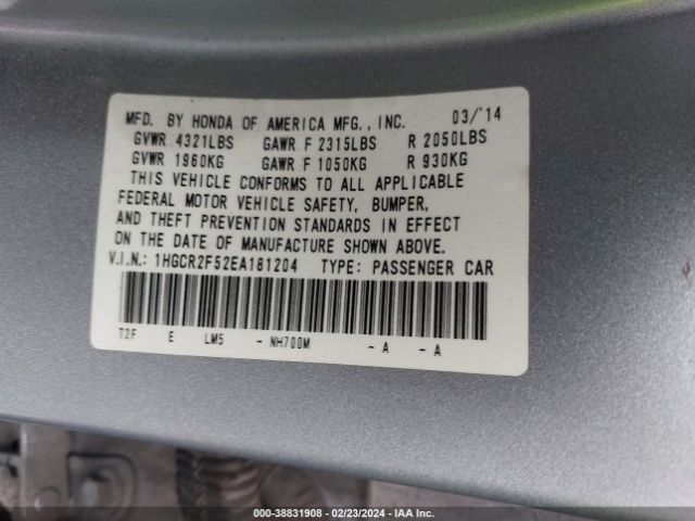 1HGCR2F52EA181204 Honda Accord Sport