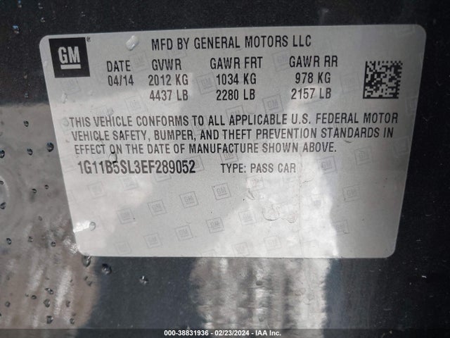 Chevrolet Malibu 1ls 2014 1G11B5SL3EF289052 Image 9
