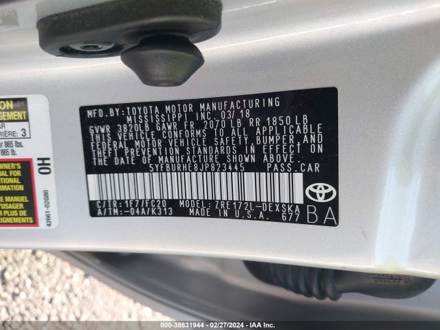 Toyota COROLLA SE 2018 5YFBURHE8JP823445 Image 9