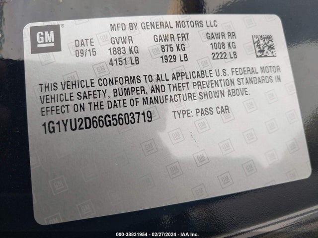 Chevrolet Corvette Z06 2016 1G1YU2D66G5603719 Image 9