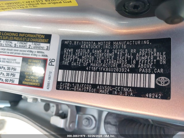 Toyota CAMRY LE 2016 4T1BF1FK8GU263924 Image 9