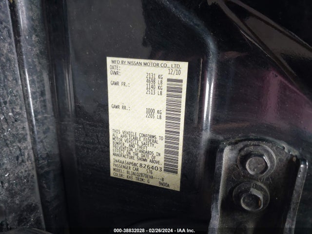2011 NISSAN MAXIMA 3.5 S VIN: 1N4AA5AP6BC826403