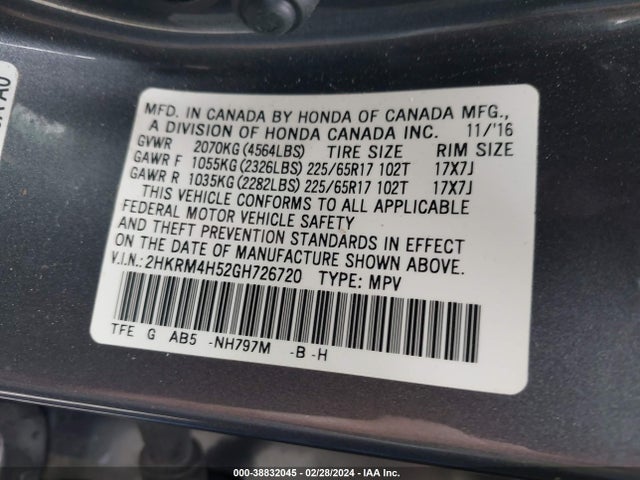 Honda CR-V EX 2016 2HKRM4H52GH726720 Image 9