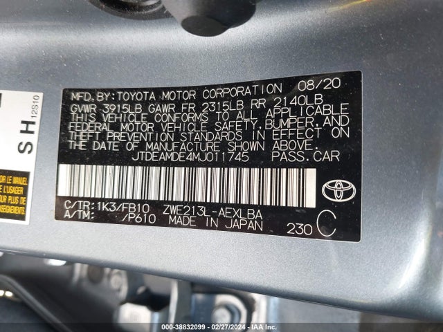 Toyota Corolla Hybrid Le 2021 JTDEAMDE4MJ011745 Image 9