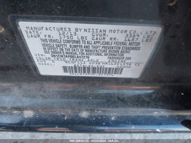 Nissan Versa 1.6 S+ 2014 3N1CN7AP0EL847276 Image 9