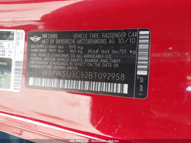 2011 MINI COOPER WMWSU3C52BT092958 Photo 8