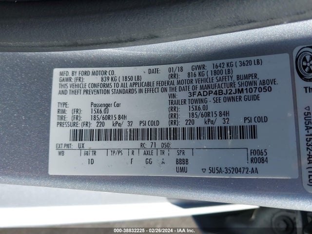 Ford FIESTA SE 2018 3FADP4BJ2JM107050 Image 9