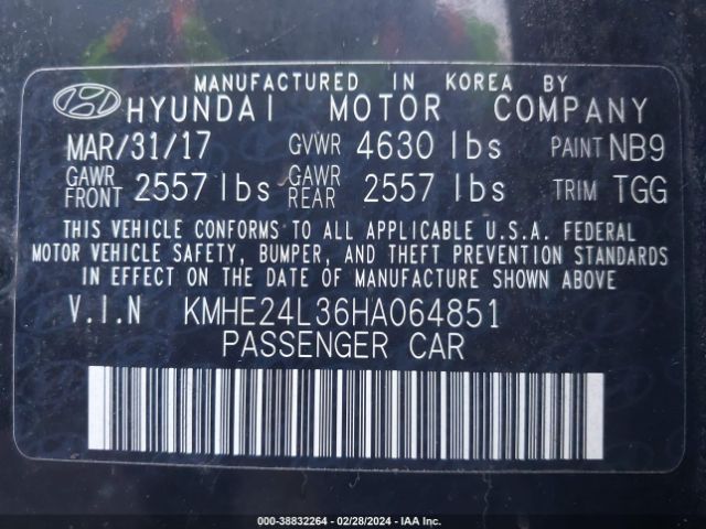 KMHE24L36HA064851 Hyundai Sonata Hybrid Se