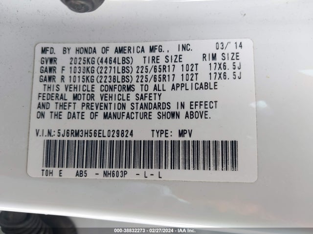 Honda CR-V EX 2014 5J6RM3H56EL029824 Image 9