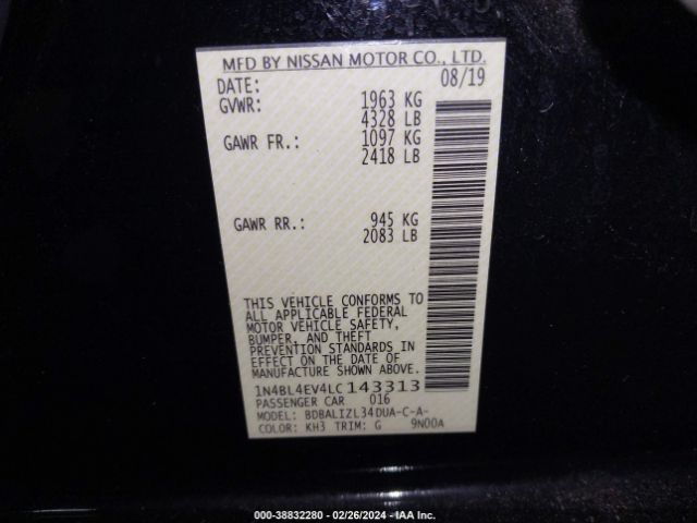1N4BL4EV4LC143313 Nissan Altima Sl Fwd