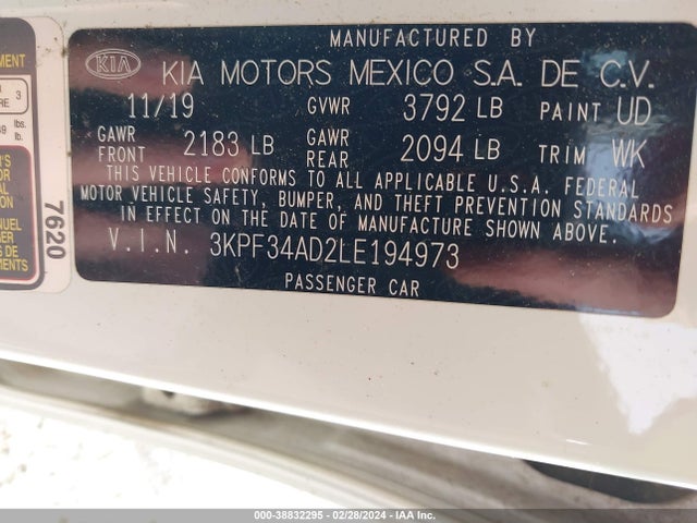KIA Forte Gt-line 2020 3KPF34AD2LE194973 Image 9