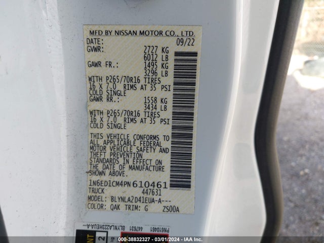 Nissan Frontier King Cab S 4x4 2023 1N6ED1CM4PN610461 Image 9