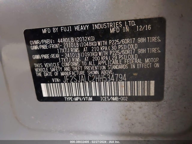 Subaru Forester 2.5i Limited 2017 JF2SJALC2HH534794 Image 9