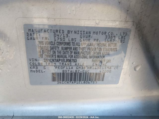 3N1CN7AP1EL806753 Nissan Versa 1.6 Sv