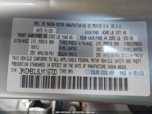 3MVDMBCL8LM119700 Mazda Cx-30 Select Package