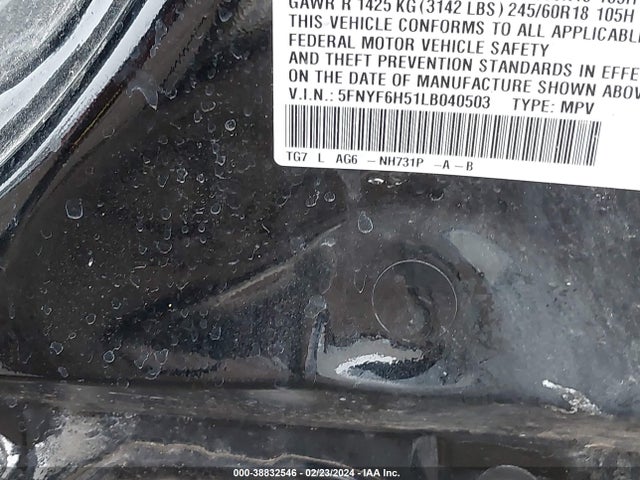 Honda Pilot Awd Ex-l 2020 5FNYF6H51LB040503 Image 9