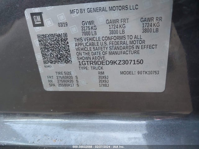 GMC Sierra 1500 Slt 2019 1GTR9DED9KZ307150 Image 9
