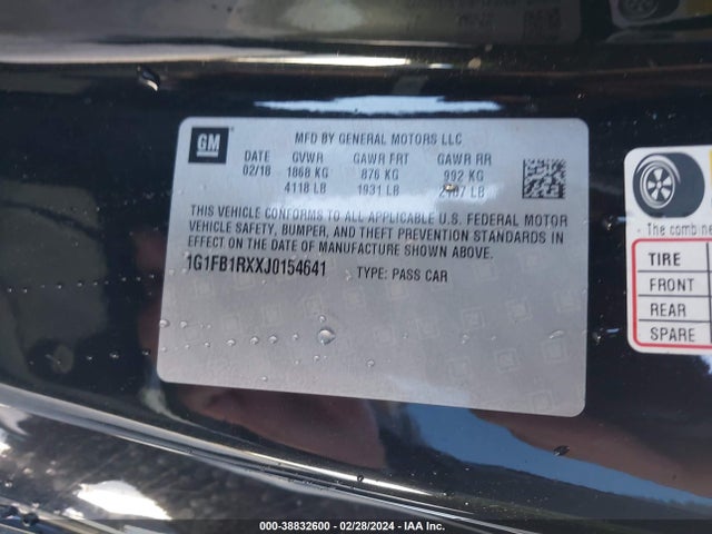 Chevrolet Camaro 1lt 2018 1G1FB1RXXJ0154641 Image 9