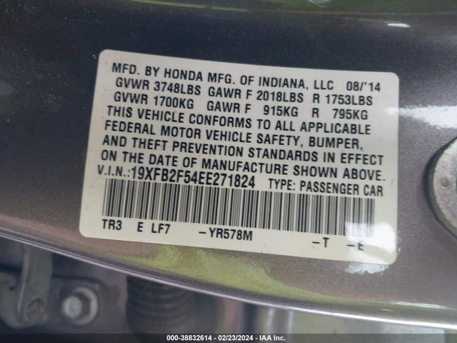 Honda Civic Lx 2014 19XFB2F54EE271824 Image 9