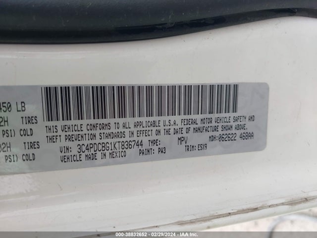 Dodge JOURNEY SE 2019 3C4PDCBG1KT836744 Image 9