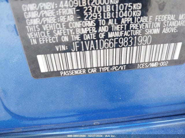 Subaru Wrx Premium 2015 JF1VA1D66F9831990 Image 9
