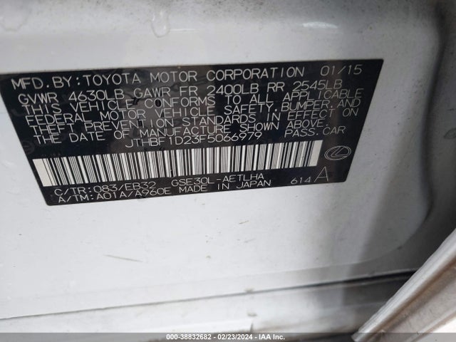 Lexus Is 250 Crafted Line 2015 JTHBF1D23F5066979 Image 9