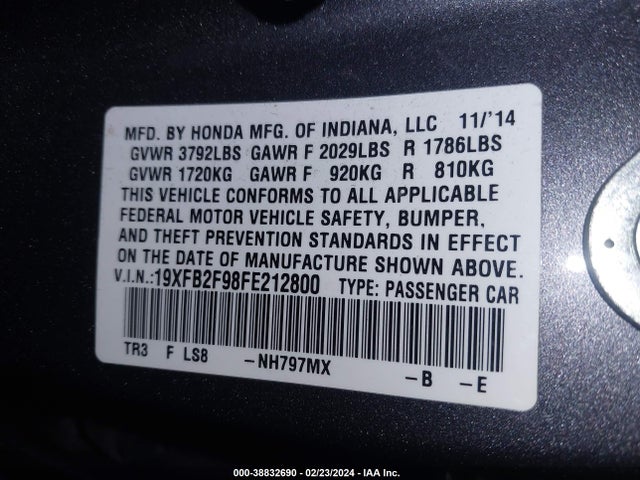 Honda Civic Ex-l 2015 19XFB2F98FE212800 Image 9