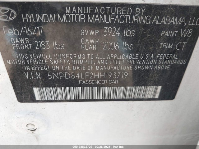 Hyundai Elantra Value Edition 2017 5NPD84LF2HH193719 Image 9