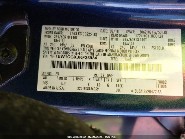 1FTEW1CGXJKF26984 Ford F-150 Xlt
