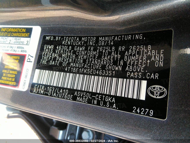 Toyota CAMRY XLE 2014 4T1BF1FK5EU463351 Image 9