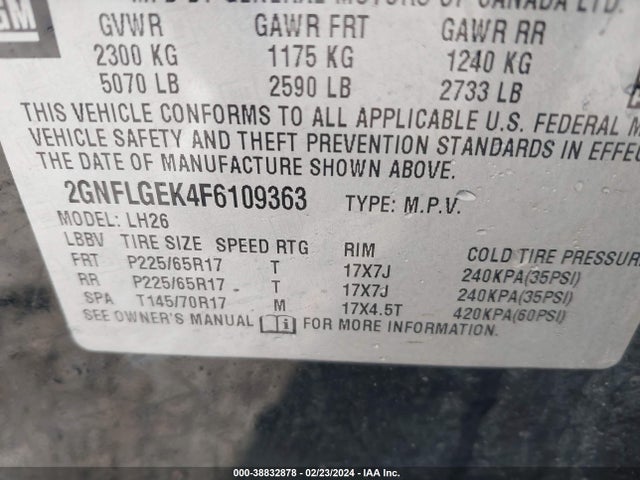 Chevrolet Equinox 2lt 2015 2GNFLGEK4F6109363 Image 9