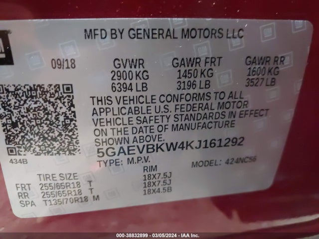 5GAEVBKW4KJ161292 Buick Enclave Awd Premium