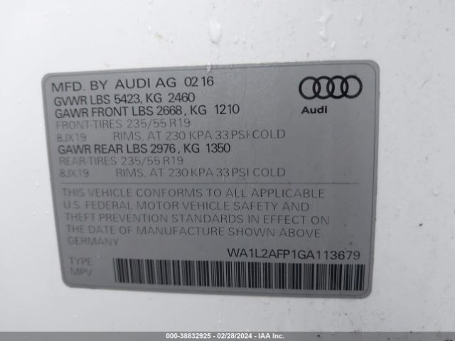 WA1L2AFP1GA113679 Audi Q5 2.0t Premium