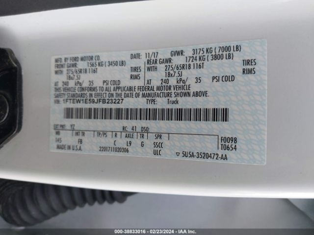 1FTEW1E59JFB23227 Ford F-150 Xlt