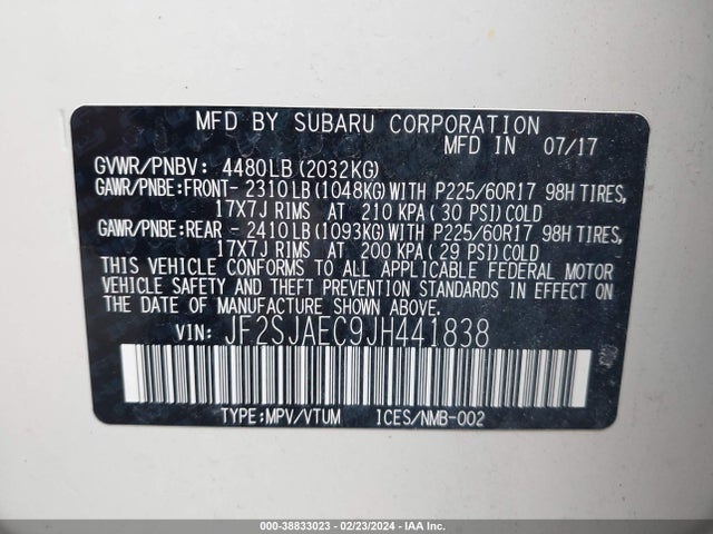 Subaru Forester 2.5i Premium 2018 JF2SJAEC9JH441838 Image 9