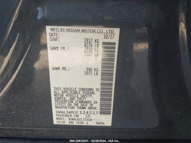 Nissan Altima 2.5 Sl 2018 1N4AL3APXJC124517 Image 9