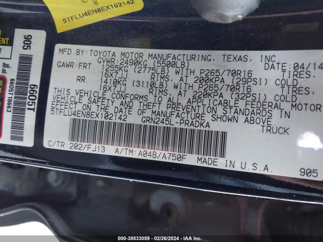 Toyota Tacoma Base V6 2014 5TFLU4EN8EX102142 Image 9