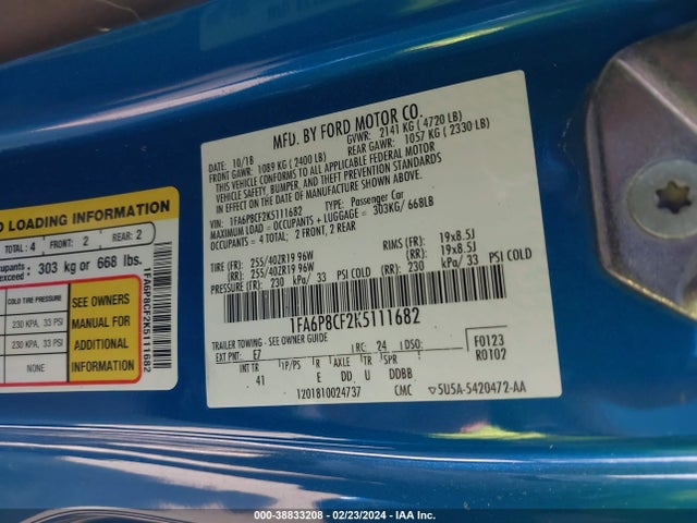 Ford Mustang Gt Premium 2019 1FA6P8CF2K5111682 Image 9
