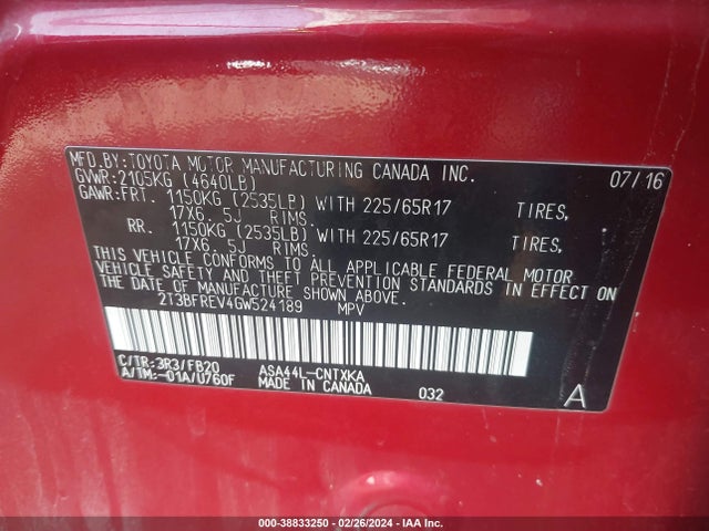 Toyota RAV4 LE 2016 2T3BFREV4GW524189 Image 9