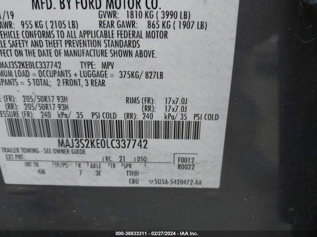 Ford Ecosport Titanium 2020 MAJ3S2KE0LC337742 Image 9